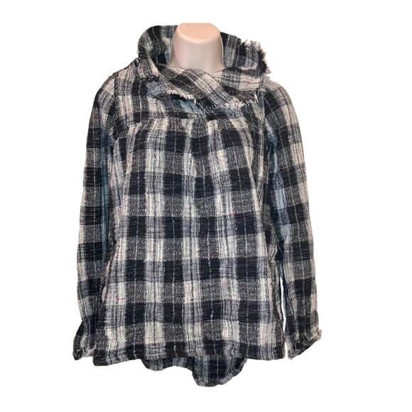 Free People Walk in the Park Plaid Burlap Cowl Pullover Tunic-XS - Picture 3 of 13
